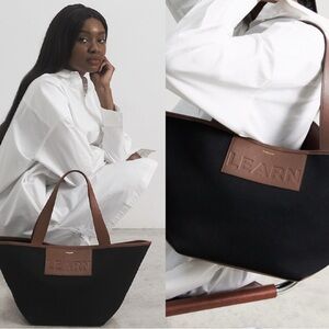 DeMellier London Black and Brown Limited Edition Leather & Canvas Tote Bag